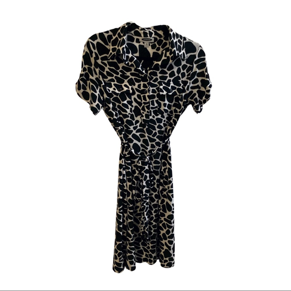 Black and white animal print wrap dress